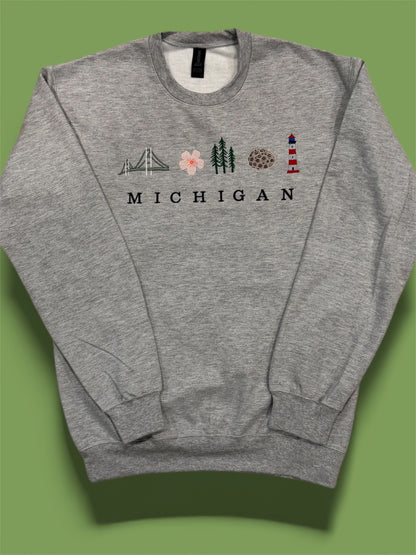 MICHIGAN Embroidered Crewneck Sweatshirt