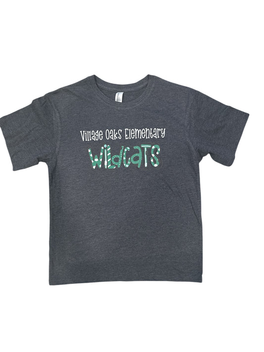 Clearance item-Village Oaks Elementary, Dark Grey T-shirt, Youth Sizes