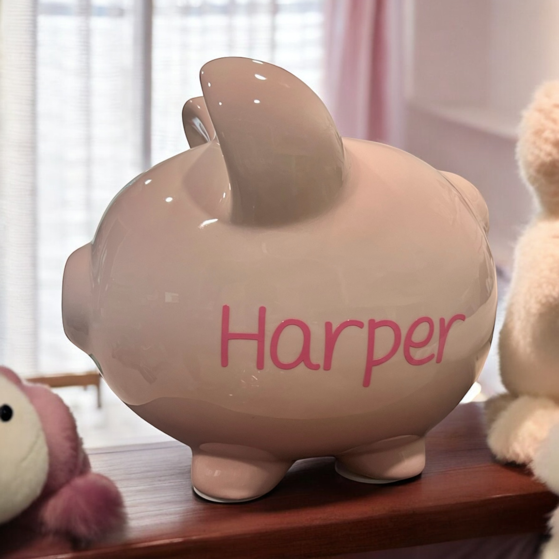 Personalized Pink Ombre Piggy Bank