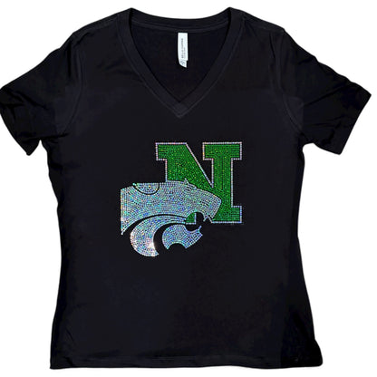 Novi Wildcat Bling- Women's V-Neck T-shirt