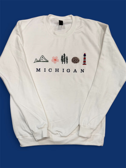 MICHIGAN Embroidered Crewneck Sweatshirt