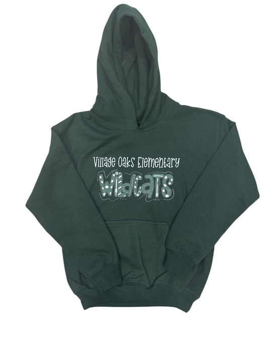 Clearance item -Novi Wildcats, Dark Green Hooded Sweatshirt, Youth Sizes