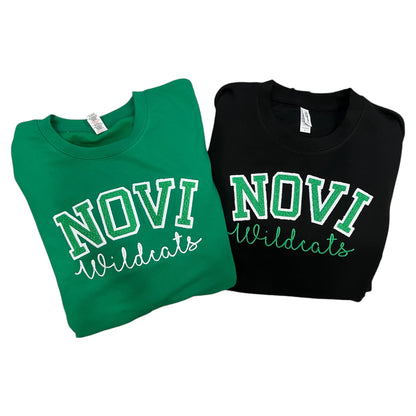 Novi Wildcats Varsity Letter Crewneck Sweatshirt (Arched Lettering)