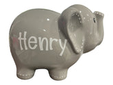 Personalized Grey Elephant Piggy Bank