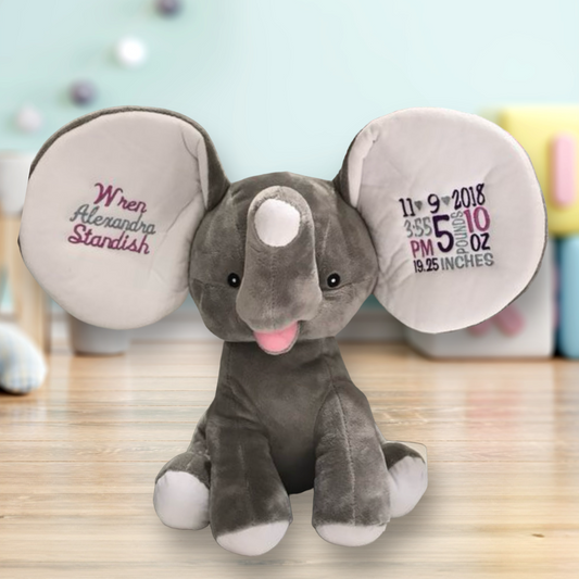 Personalized Big Earred Elephant Dumble (grey)