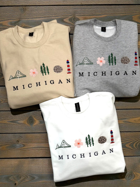 MICHIGAN Embroidered Crewneck Sweatshirt
