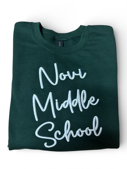 Novi Middle School3D Puff Embroidery Crew Neck Sweatshirt