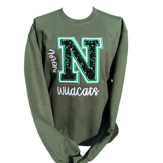 Custom Varsity Letter Double Applique Sequin Sweatshirt- Crewneck