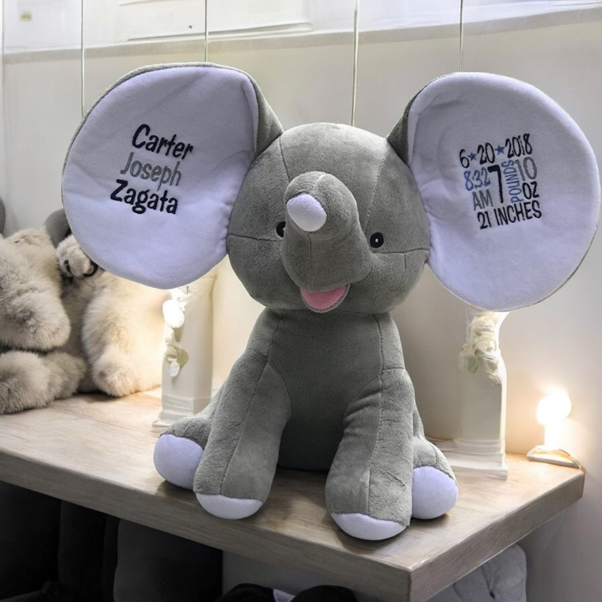 Personalized Big Earred Elephant Dumble (grey)