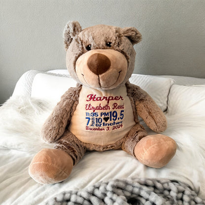 Personalized Bear Cubbie, Stuffed Animal