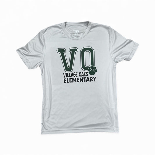 Clearance item- Village Oaks, Light Grey Drifit Short Sleeve, Youth Sizes