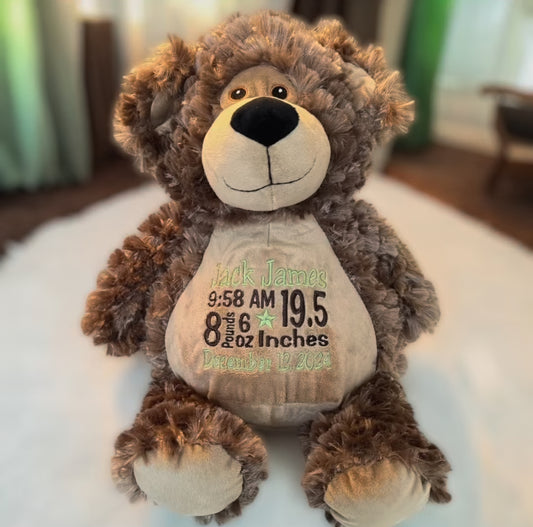 Personalized Fluffy Brown Bear