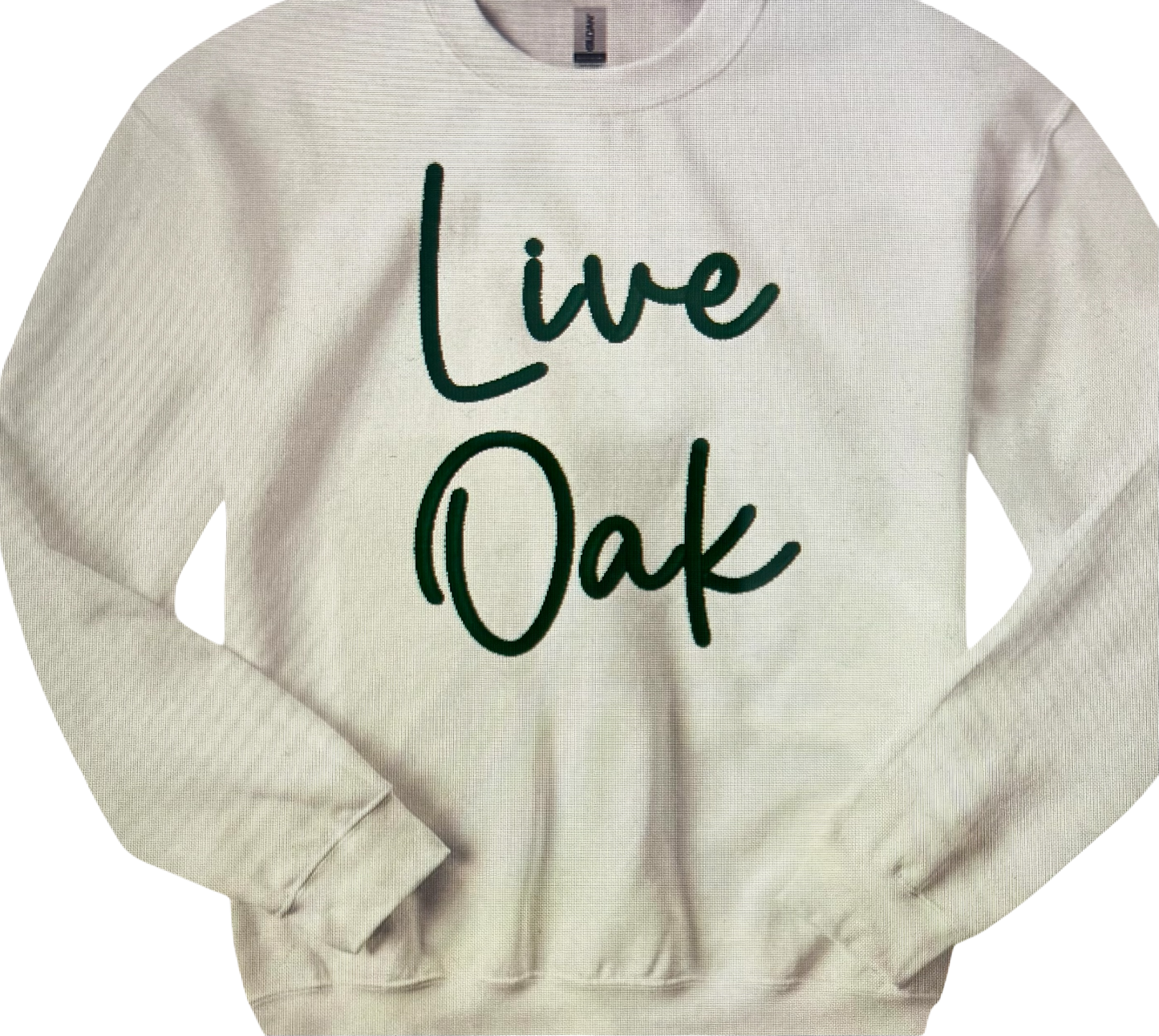 Live Oak 3D Puff Embroidery Crew Neck Sweatshirt, Youth & Adult Sizing