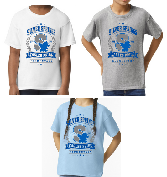 Silver Springs, Gildan Softstyle T-shirt, Youth and Adult Sizing, Logo 2, School Delivery