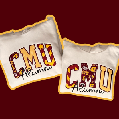 CMU Oversized, Custom Embroidered Applique Sweatshirt