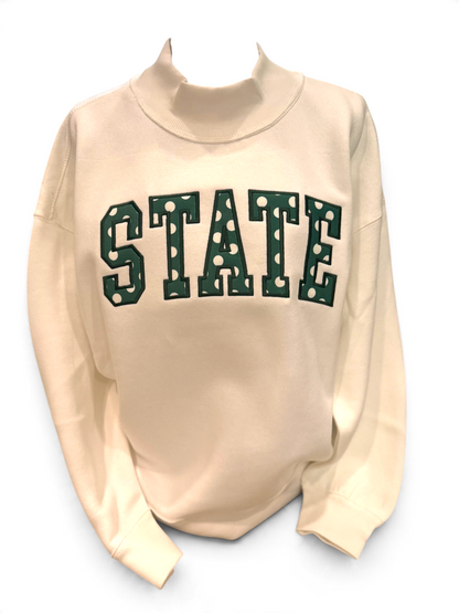 STATE Polkadot Applique Mock Neck Sweatshirt