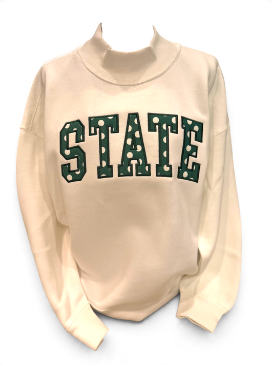 STATE Polkadot Applique Mock Neck Sweatshirt
