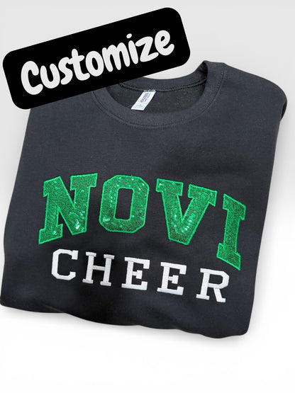 School/Team Sequin Embroidered Crewneck Sweatshirt