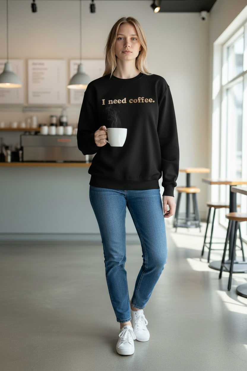I need coffee crew neck sweatshirt