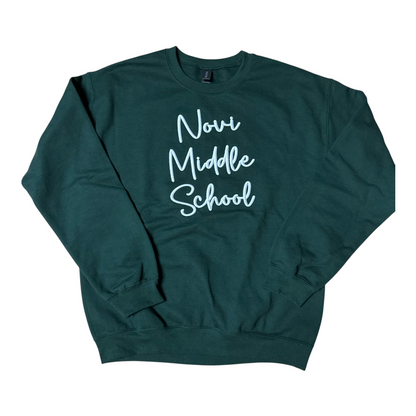 Novi Middle School3D Puff Embroidery Crew Neck Sweatshirt