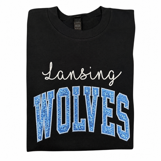 Lansing Wolves Embroidered Sequin Applique Sweatshirt, Adult