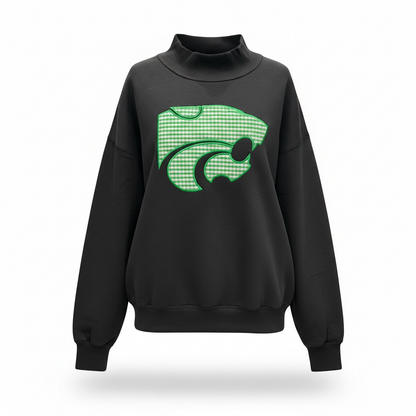 Novi Wildcat Gingham Appliqué Mock-neck Sweatshirt, Youth and Adult