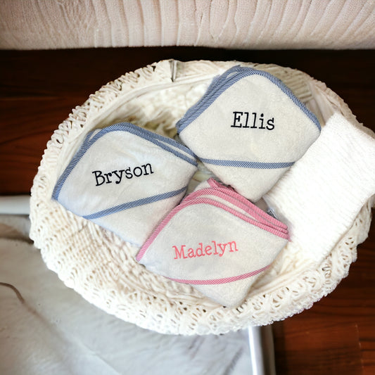 Soft Hooded Personalized Baby Towel (Pink, blue or white)