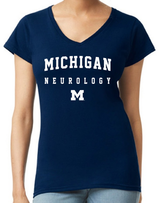 Michigan Neurology Ladies V-Neck T-Shirt