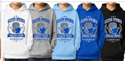 Silver Springs, Gildan Softstyle Hooded Sweatshirt, Youth and Adult Sizing, Logo 2, School Delivery