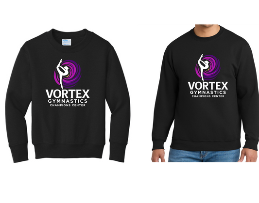 Vortex Gymnastics Center, Crewneck Sweatshirt, Youth and Adult