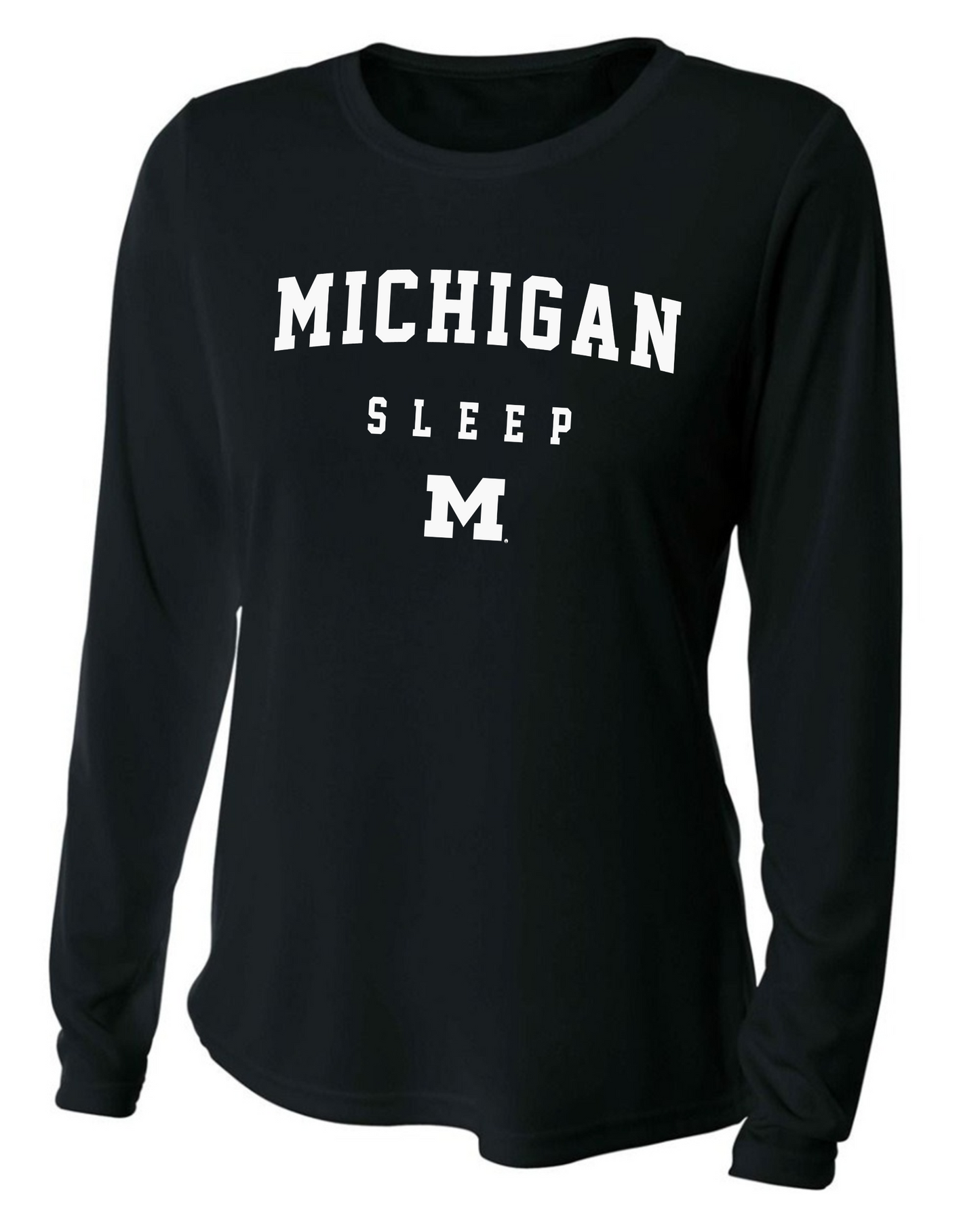 Michigan Sleep Long Sleeve Dri-fit Crew Neck, Ladies Fit