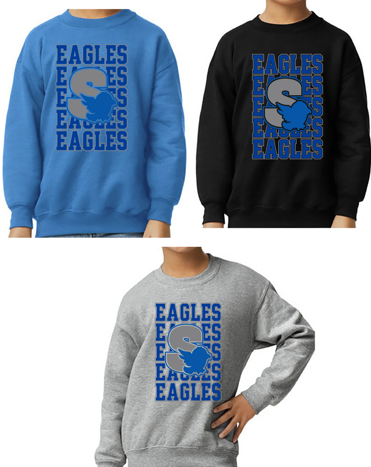 Silver Springs, Gildan Crewneck Sweatshirt, Youth and Adult Sizing, Logo 3, School Delivery