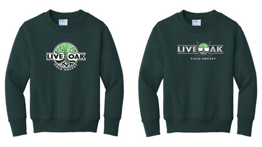 Live Oak Crew Neck Sweatshirt, Youth & Adult Sizing