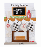Fireplace Mantle Christmas Ornament - Family of 4