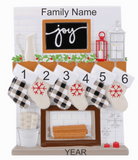 Fireplace Mantle Christmas Ornament - Family of 6