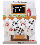 Fireplace Mantle Christmas Ornament - Family of 7