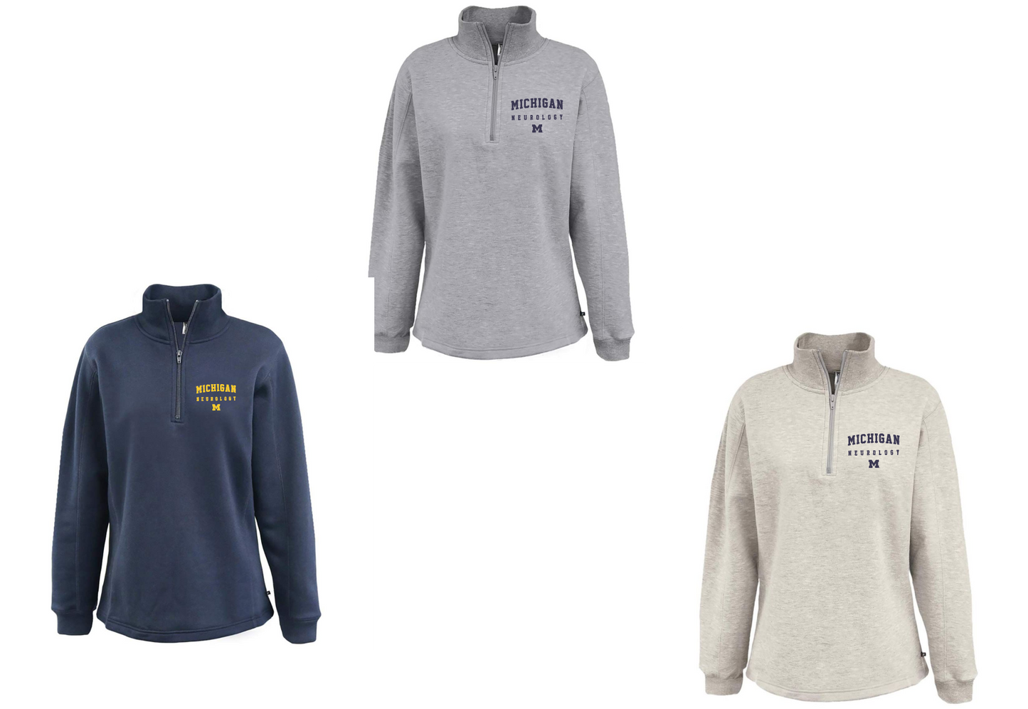Michigan Neurology, 1/4 zip sweatshirt, Ladies Fit