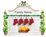 Mantle with 4 Stockings- Personalized Tabletop Decoration