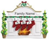 Mantle with 7 Stockings- Personalized Tabletop Decoration