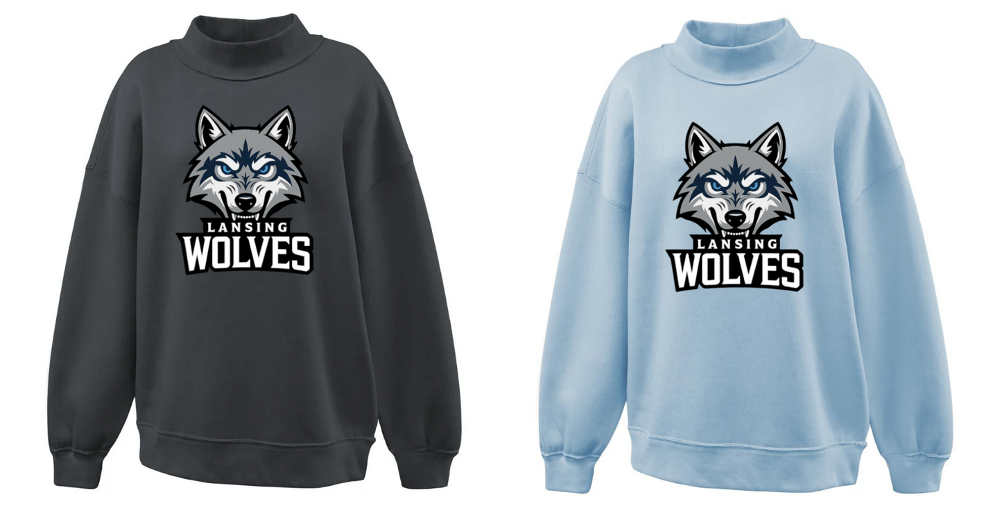 Lansing Wolves, Mock Neck Sweatshirt, Adult