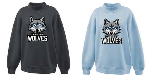Lansing Wolves, Mock Neck Sweatshirt, Adult