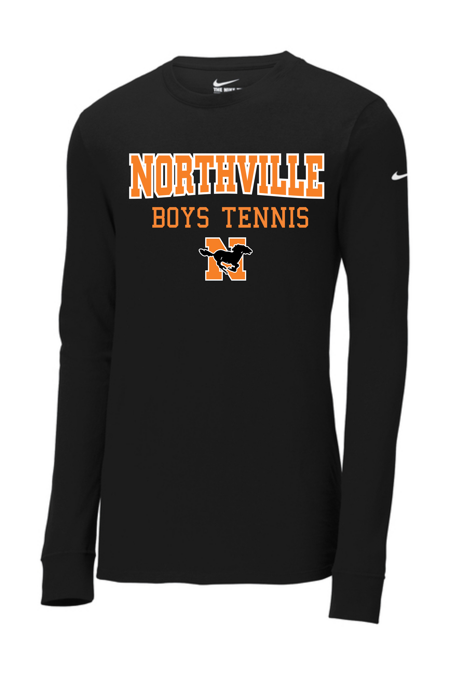 Northville Boys Tennis-Nike Dri-FIT Cotton/Poly Long Sleeve Tee- Logo #`1