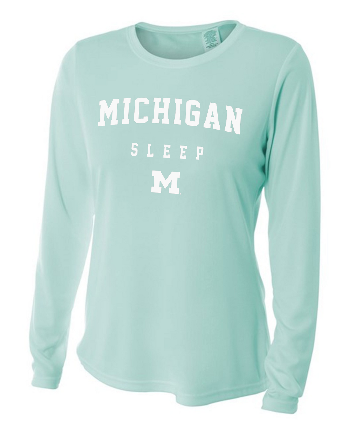 Michigan Sleep Long Sleeve Dri-fit Crew Neck, Ladies Fit