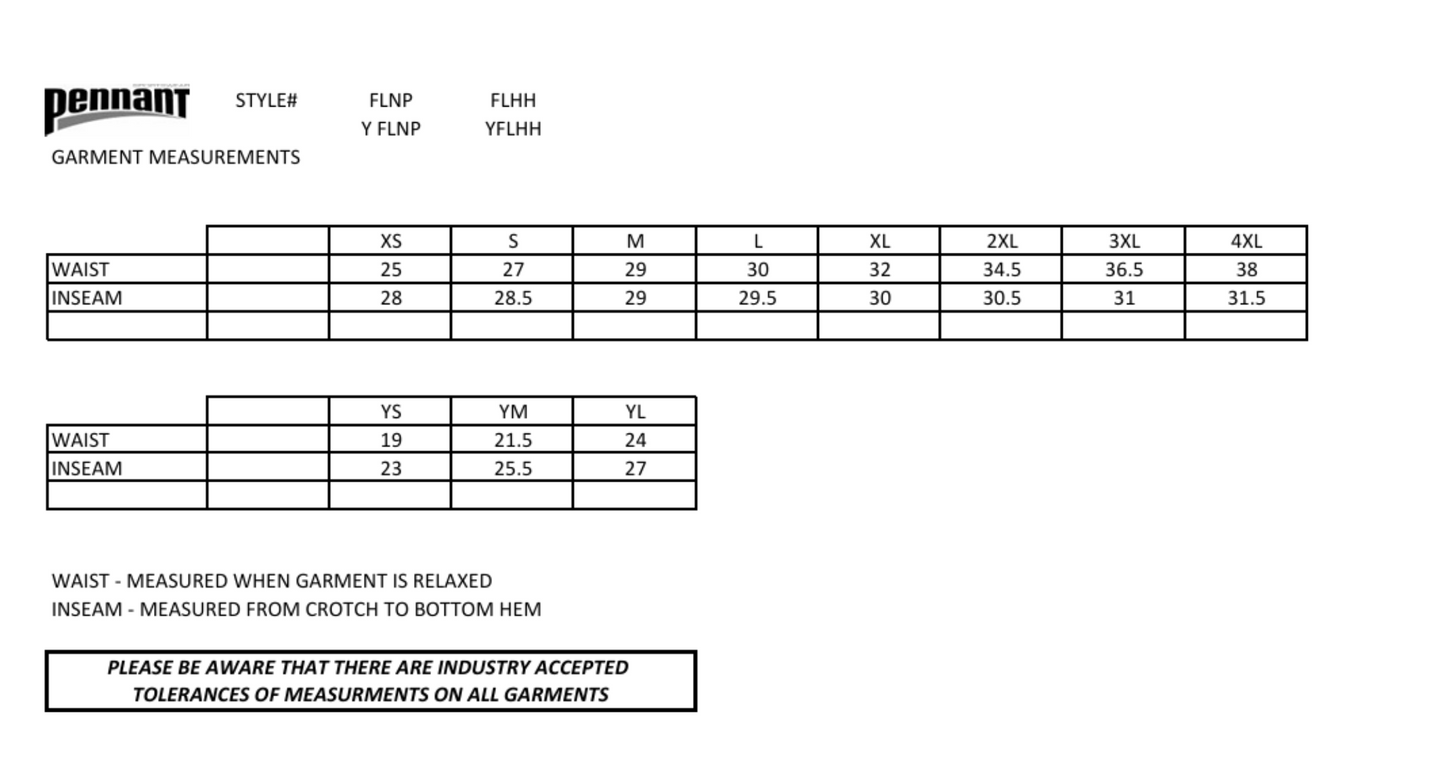 MEGA Flannel Pant, Youth & Adult Sizing