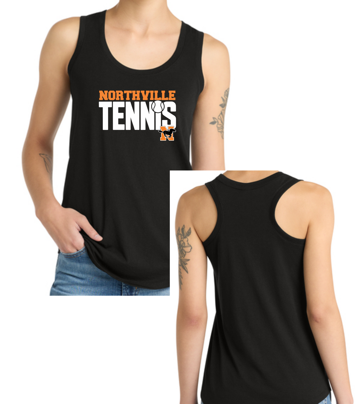 Northville Boys Tennis, Racerback Tank, Women's Fit