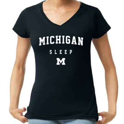 Michigan Sleep Ladies V-Neck T-Shirt