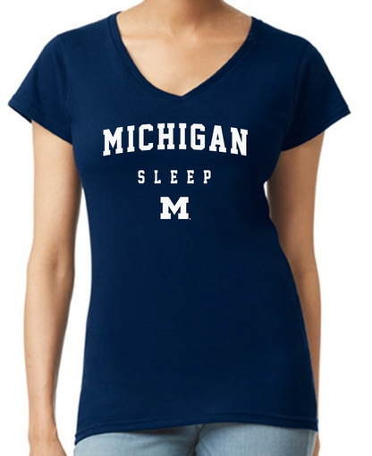 Michigan Sleep Ladies V-Neck T-Shirt