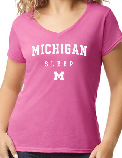 Michigan Sleep Ladies V-Neck T-Shirt