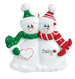 Expecting Snow Family Personalized Christmas Ornament- Family of 2