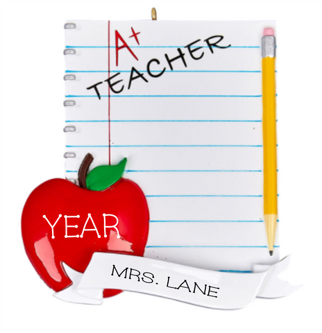 Teacher's Notebook- Personalized Ornament